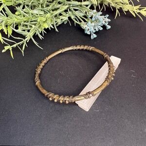 Vintage Brass Stud  Bracelet | Tribal Boho Metal | Stackable | Gold Tone Bangle